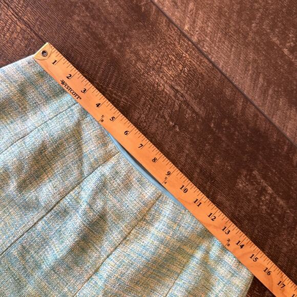 Pendleton Women's Vintage Silk Pleated Midi Skirt Light Blue Green Size 10 - Picture 4 of 10